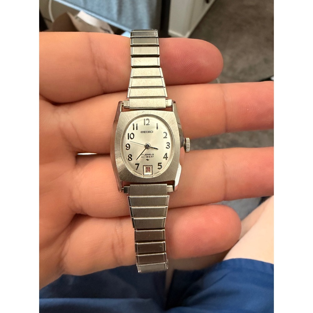 Vintage Seiko 17 Jewels Hi-Beat Watch 2202-7029 Silver Date Speidel Band